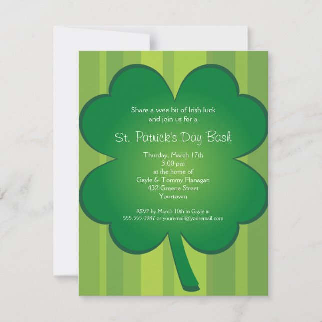 Giant Clover St Patricks Day Party Invitation (Front)