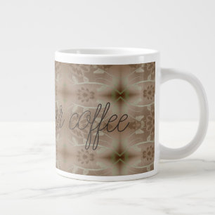 Giant Coffee Mug in Brown Floral Design