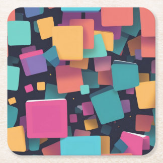 Giant colourful squares square paper coaster