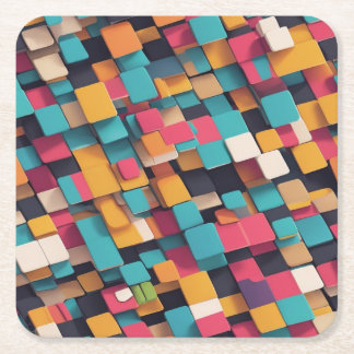 Giant colourful squares square paper coaster