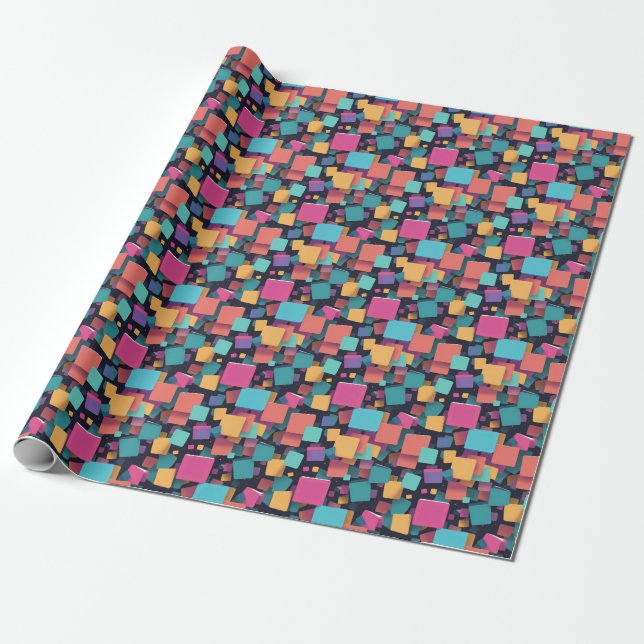 Giant colourful squares wrapping paper (Unrolled)