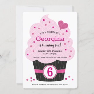 Giant Cupcake Birthday Party Invitation Pink