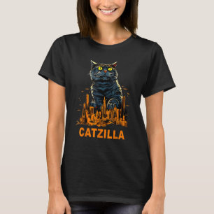Giant Cute Kitten Cat In City Catzilla T-Shirt