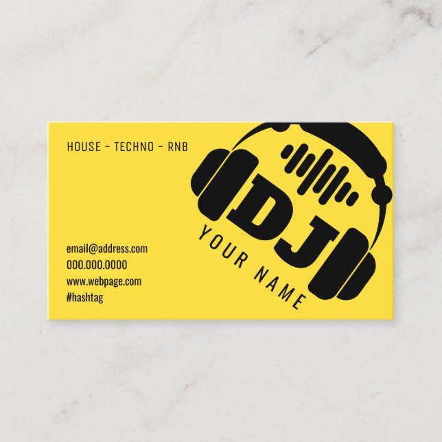 Giant deejay headphones cover business card (Front)