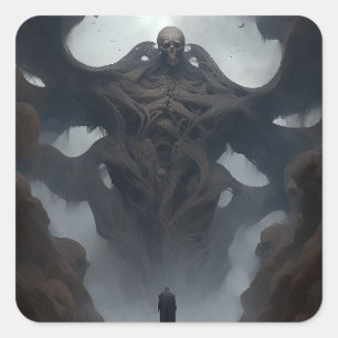 Giant Demon Creature Dark Fantasy Horror Square Sticker