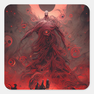 Giant Demon Creature Dark Fantasy Horror Square Sticker