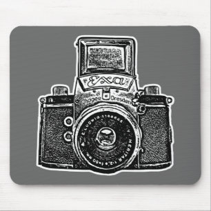 Giant East German Camera - Black, White and Grey Mouse Mat