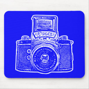Giant East German Camera - Blue and White Mouse Mat