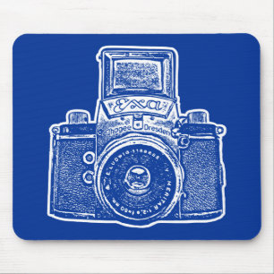 Giant East German Camera - Dark Blue and White Mouse Mat
