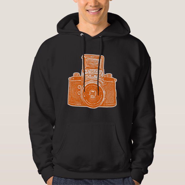 Giant East German Camera - Orange and White Hoodie (Front)