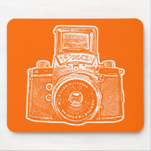 Giant East German Camera - Orange and White Mouse Mat