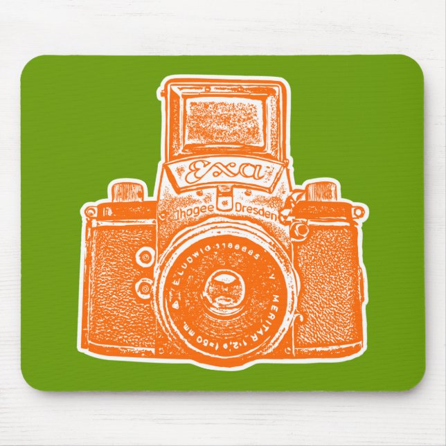 Giant East German Camera - Orange, White and Green Mouse Mat (Front)