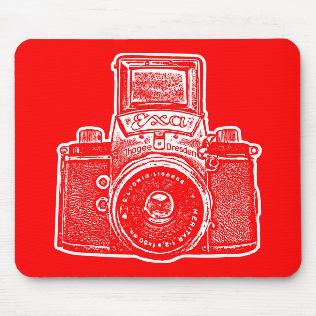 Giant East German Camera - Red and White Mouse Mat (Front)