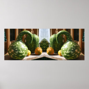 Giant Fancy Gourds Fall Mirror Abstract Poster