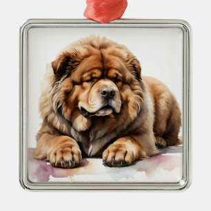GIANT FLUFFY TIBETAN MASTIFF DOG METAL TREE DECORATION