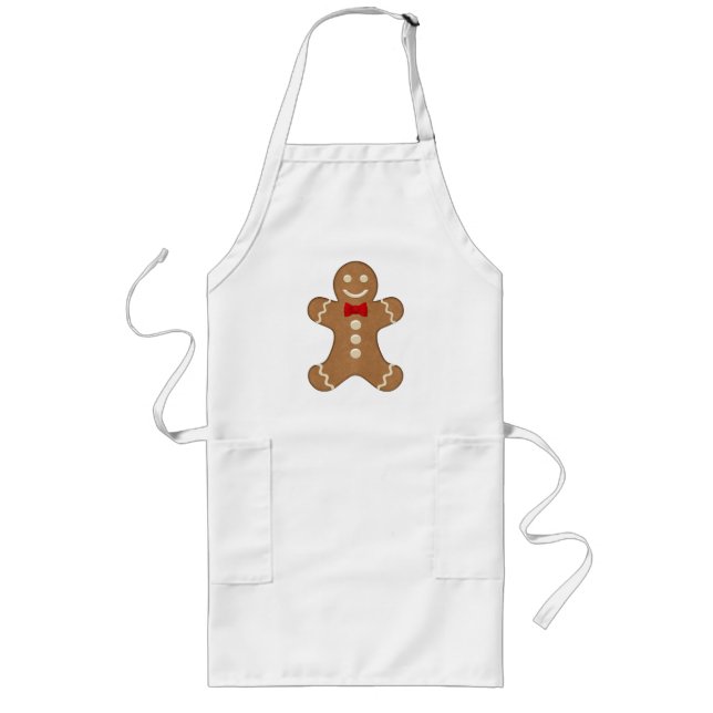 Giant Gingerbread Man Cookie Holiday Long Apron (Front)
