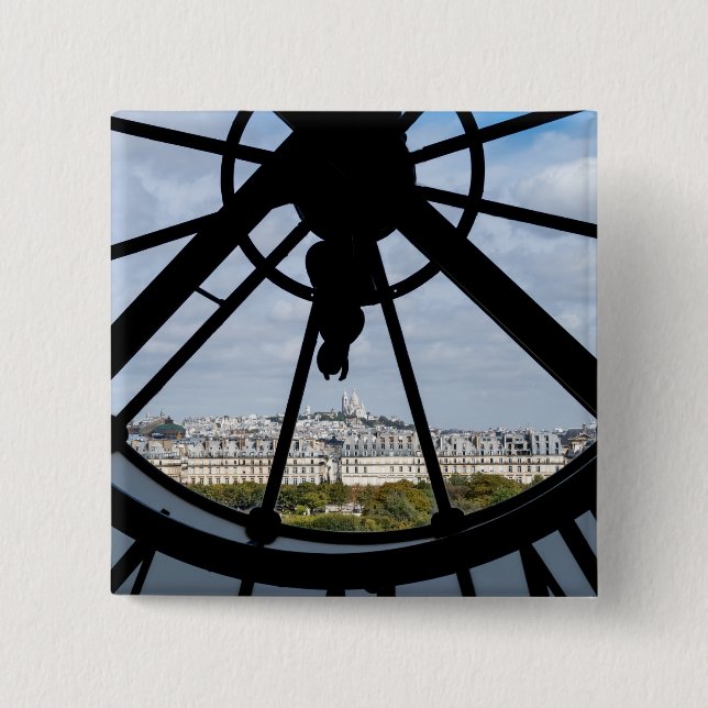 Giant glass clock at the Musée d'Orsay - Paris 15 Cm Square Badge (Front)