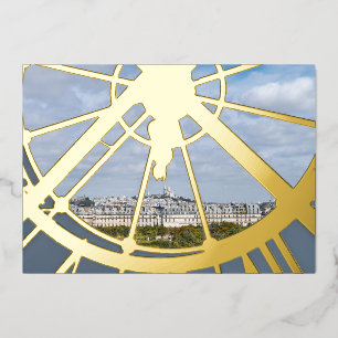 Giant glass clock at the Musée d'Orsay - Paris Foil Holiday Card