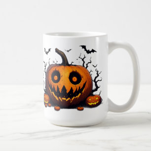 Giant Glowing Pumpkin With Evil Halloween Smile 🎃 Coffee Mug