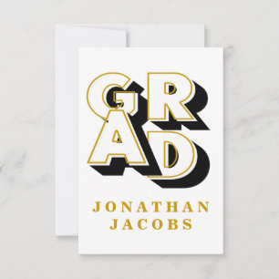 GIANT GOLD BLACK GRAD Graduate Thank You Card