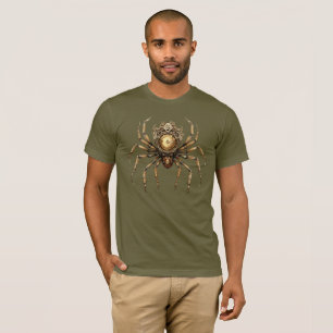 Giant Gold Coloured Steampunk Spider Halloween T-Shirt