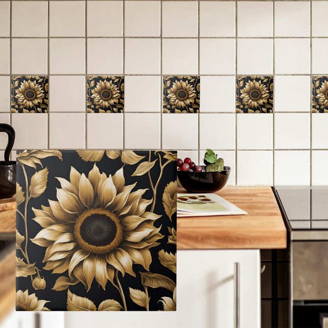 Giant Gold Sunflower on Black Tile (Creator Uploaded)