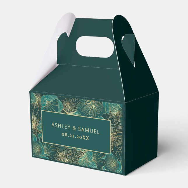 Giant Golden & Blue-Green Leaves  Favour Box (Front Side)