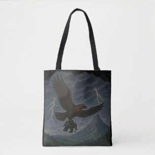 Giant Golden Eagle Carrying Elephant Fantasy Art Tote Bag