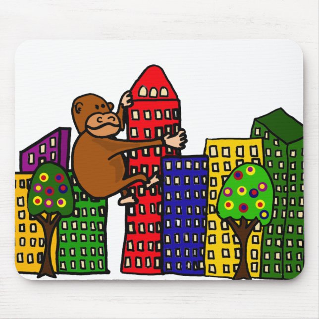 Giant Gorilla Hugging Tall Building Mouse Mat (Front)