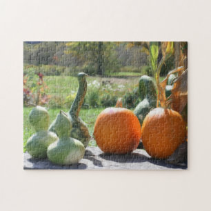 Giant Gourds Pumpkins Photo Painting  Jigsaw Puzzle
