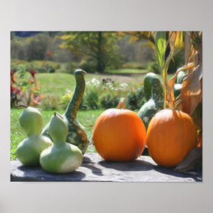 Giant Gourds Pumpkins Photo Painting Poster