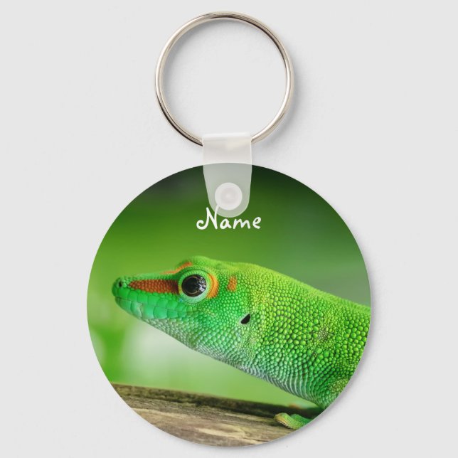Giant Green Day Gecko - Phelsuma grandis Key Ring (Front)