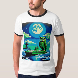 Giant Green Owl Submarine T Shirt
