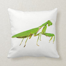 Giant Green Praying Mantis Throw Pillow