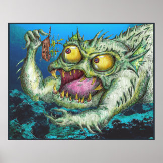 Giant Green Sea Monster Poster