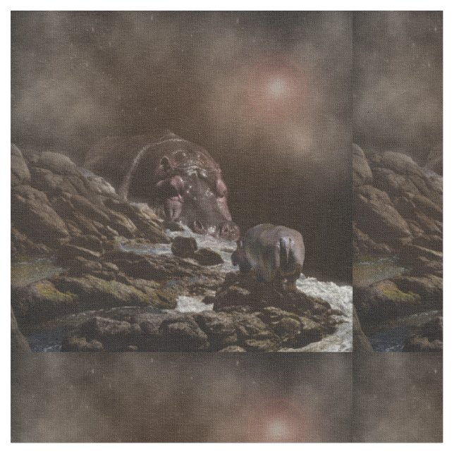 Giant Hippo Finds Love,   Fabric (Close Up)
