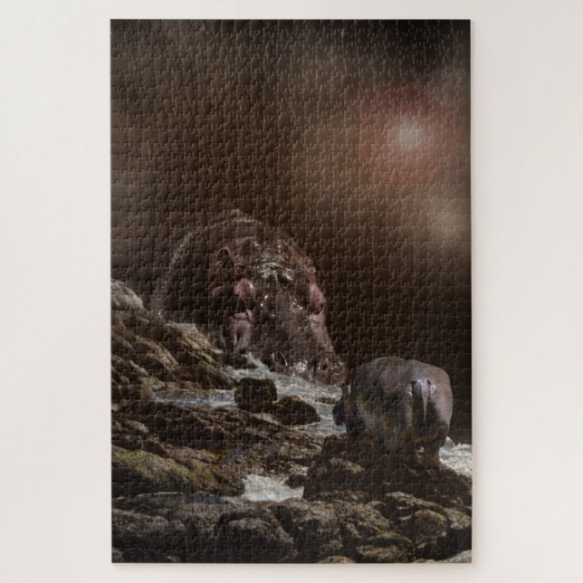 Giant Hippo Finds Love, Jigsaw Puzzle (Vertical)