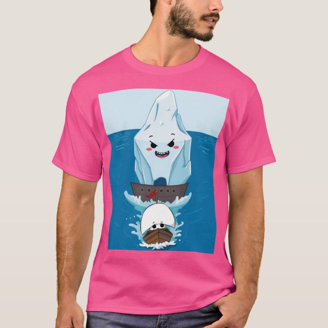 Giant Iceberg Chasing a Tiny Ship T-Shirt (Front)