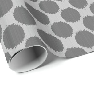 Giant Ikat Dots, light and dark grey / grey Wrapping Paper