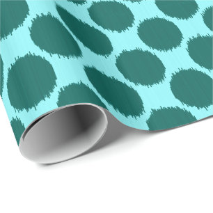 Giant Ikat Dots, turquoise and aqua Wrapping Paper