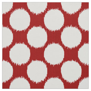 Giant Ikat Dots, white dots on deep red Fabric