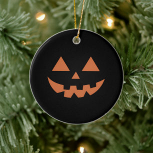 Giant Jack O' Lantern Face Halloween Pumpkin Ceramic Tree Decoration