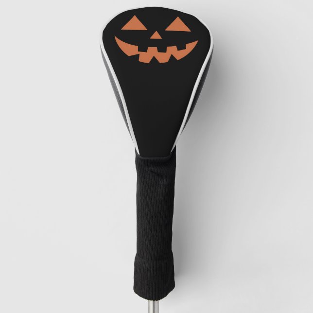 Giant Jack O' Lantern Face Halloween Pumpkin  Golf Head Cover (Front)