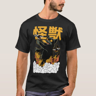Giant Kaiju Monster Cat Funny Japanese Anime Style T-Shirt