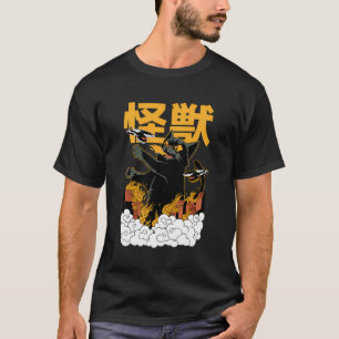 Giant Kaiju Monster Cat Funny Japanese Anime Style T-Shirt