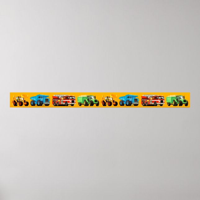 Giant Kid's Construction Truck Banner Frieze Poster (Front)