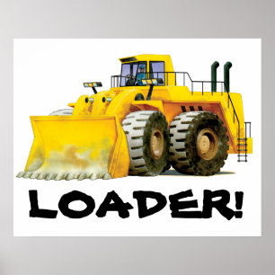 Giant Kids Yellow Digger Construction Truck Poster