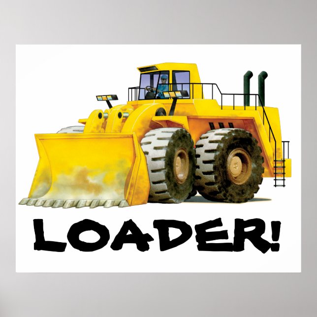 Giant Kids Yellow Digger Construction Truck Poster (Front)
