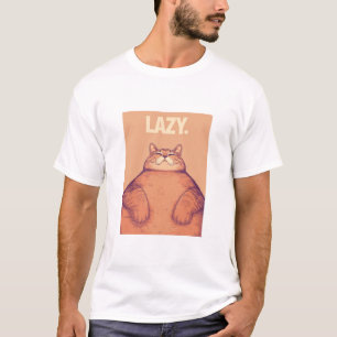 Giant Lazy Cat – Worm’s‑Eye View Minimalist Vector T-Shirt