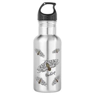 Giant leopard moth cartoon illustration  532 ml water bottle